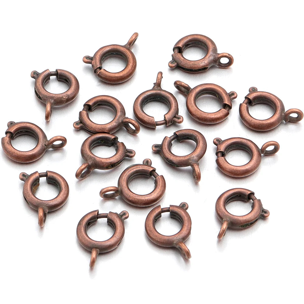 10Pcs Circle Spring Buttonr Copper Clasps Hooks End Connectors With Jump Ring for DIY Necklace Clasps Jewelry Making Accessories