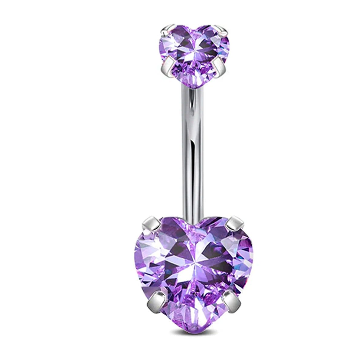 Surgical Steel Round Heart CZ Navel Belly Button Ring Piercing for women 14G Pink Purple White Zircon Belly Piercing Jewelry
