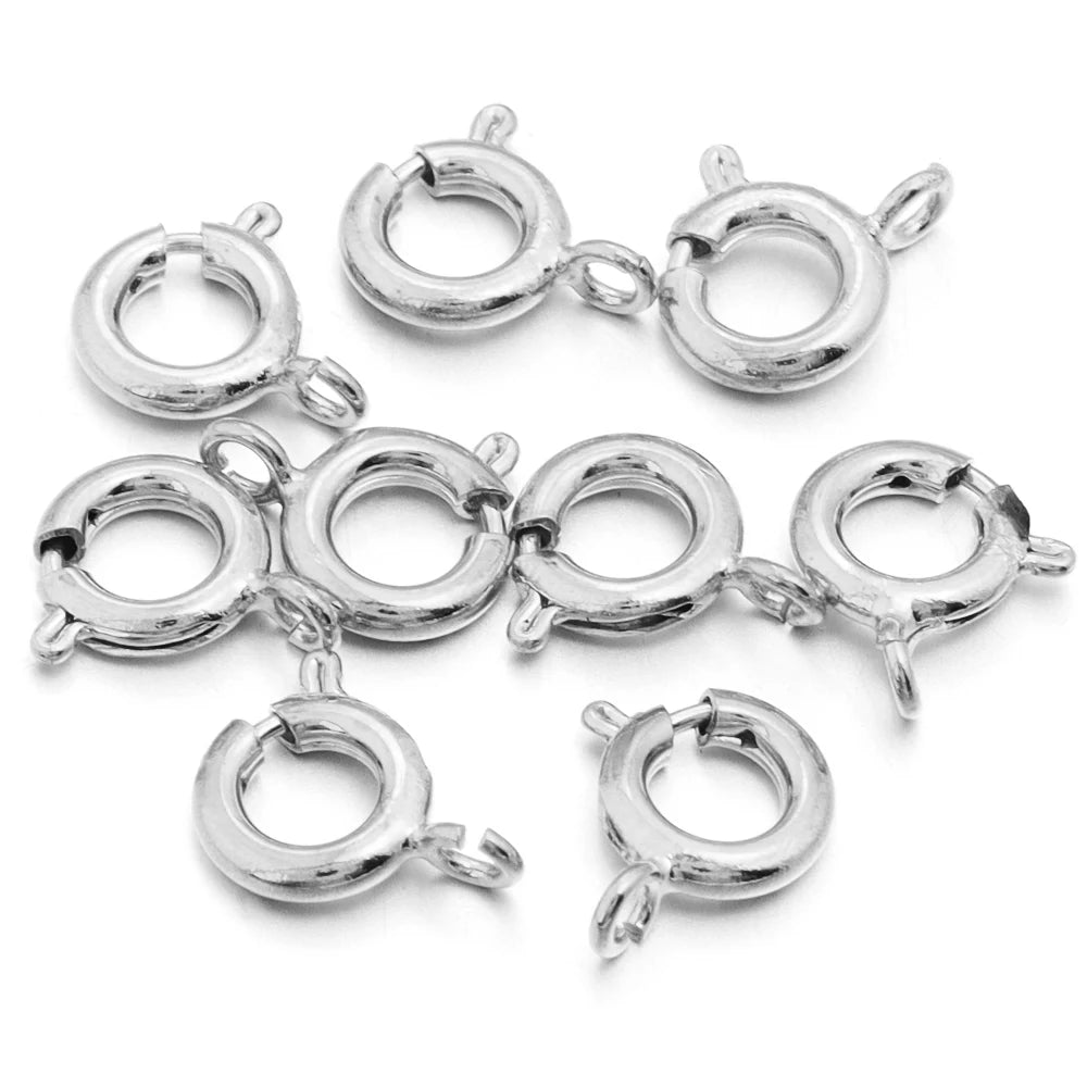 10Pcs Circle Spring Buttonr Copper Clasps Hooks End Connectors With Jump Ring for DIY Necklace Clasps Jewelry Making Accessories