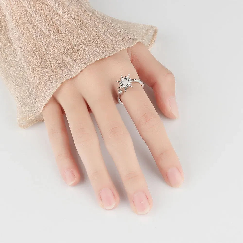 Personalized, versatile, rotatable, adjustable to relieve anxiety and stress, Sun Star Moon Ring