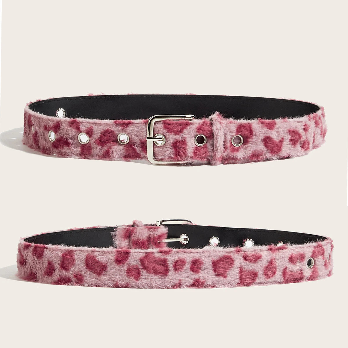 Gothic Y2K Women Belts Fashion Artificial Vivid Animal Fur Waistband Ladies Hip hop Punk Accessories Pink Jeans Waistband winter