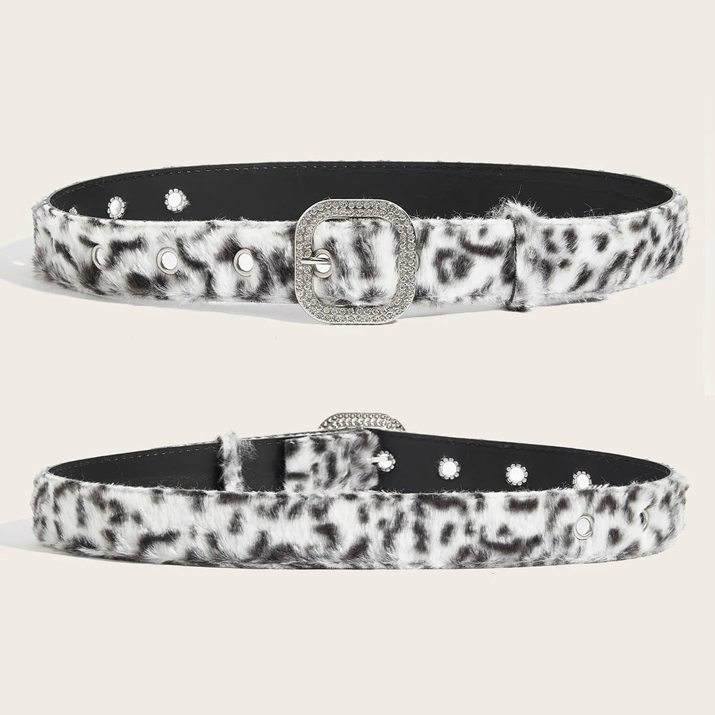 Gothic Y2K Women Belts Fashion Artificial Vivid Animal Fur Waistband Ladies Hip hop Punk Accessories Pink Jeans Waistband winter
