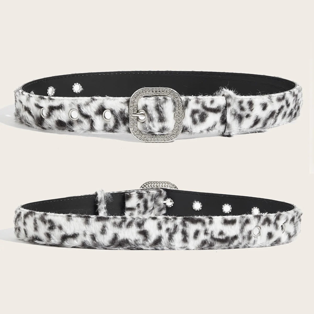Gothic Y2K Women Belts Fashion Artificial Vivid Animal Fur Waistband Ladies Hip hop Punk Accessories Pink Jeans Waistband winter
