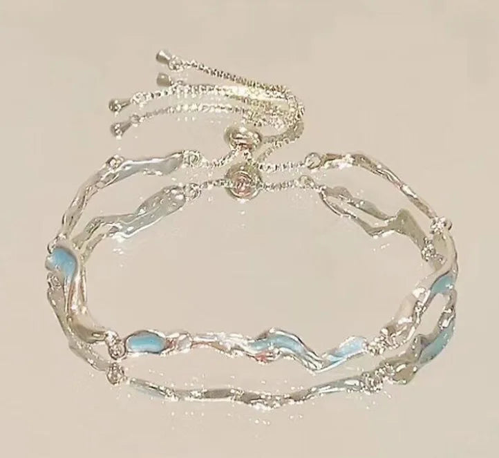 Shiny Pink Crystal Cherry Blossom Bracelets For Women Girls Sweet Moon Bow Flowers Zircon Bracelet Party Aesthetic Jewelry