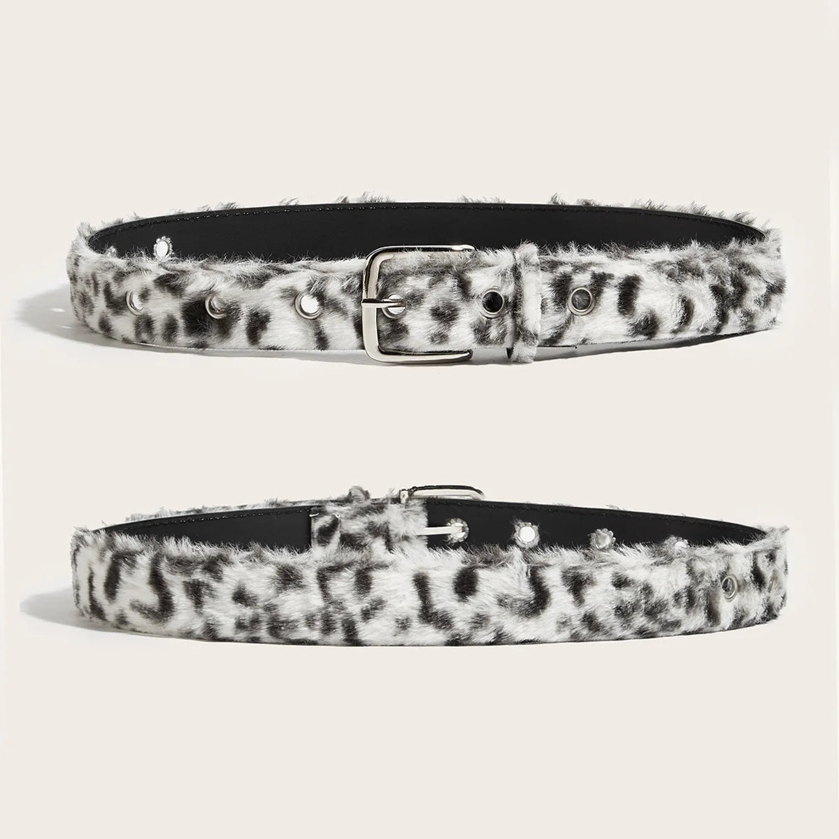 Gothic Y2K Women Belts Fashion Artificial Vivid Animal Fur Waistband Ladies Hip hop Punk Accessories Pink Jeans Waistband winter