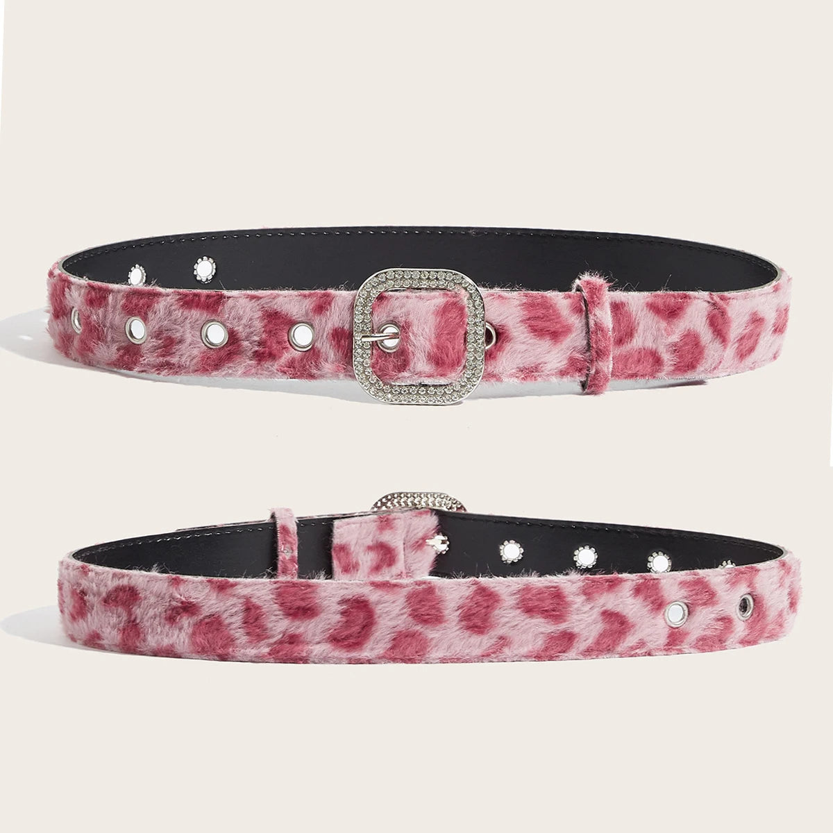 Gothic Y2K Women Belts Fashion Artificial Vivid Animal Fur Waistband Ladies Hip hop Punk Accessories Pink Jeans Waistband winter