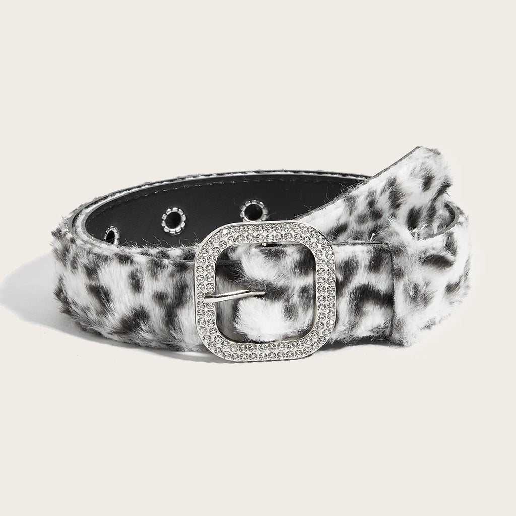 Gothic Y2K Women Belts Fashion Artificial Vivid Animal Fur Waistband Ladies Hip hop Punk Accessories Pink Jeans Waistband winter