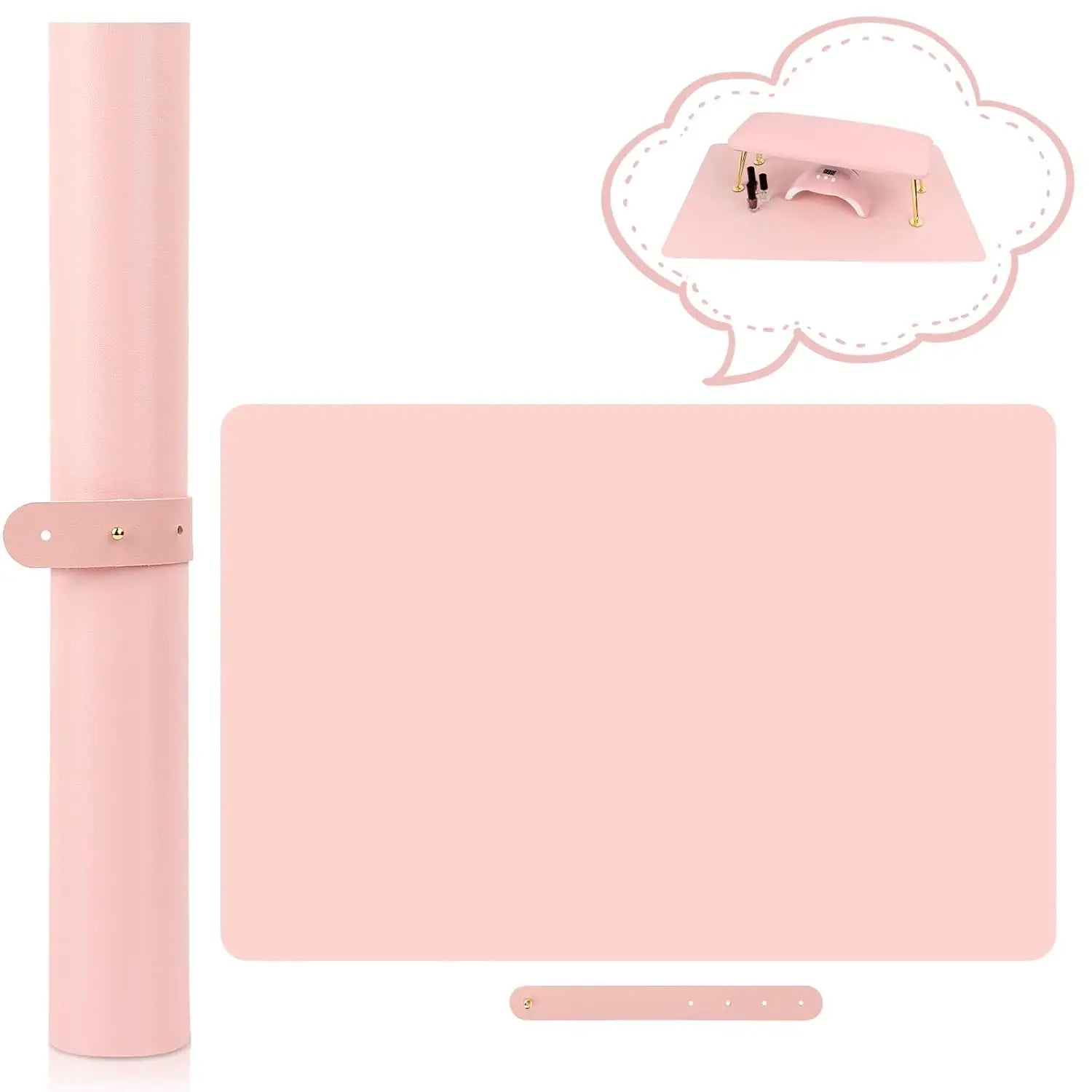 Pink Nail Art Table Mat, Portable Nail Art Armrest Professional Table Mat, Microfiber Leather Nail Art Mat for Nail Art Salon