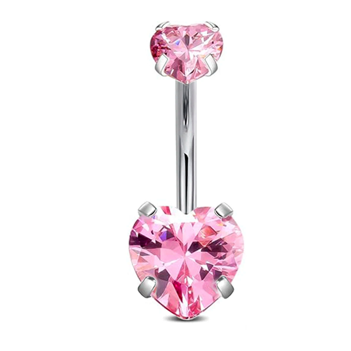 Surgical Steel Round Heart CZ Navel Belly Button Ring Piercing for women 14G Pink Purple White Zircon Belly Piercing Jewelry