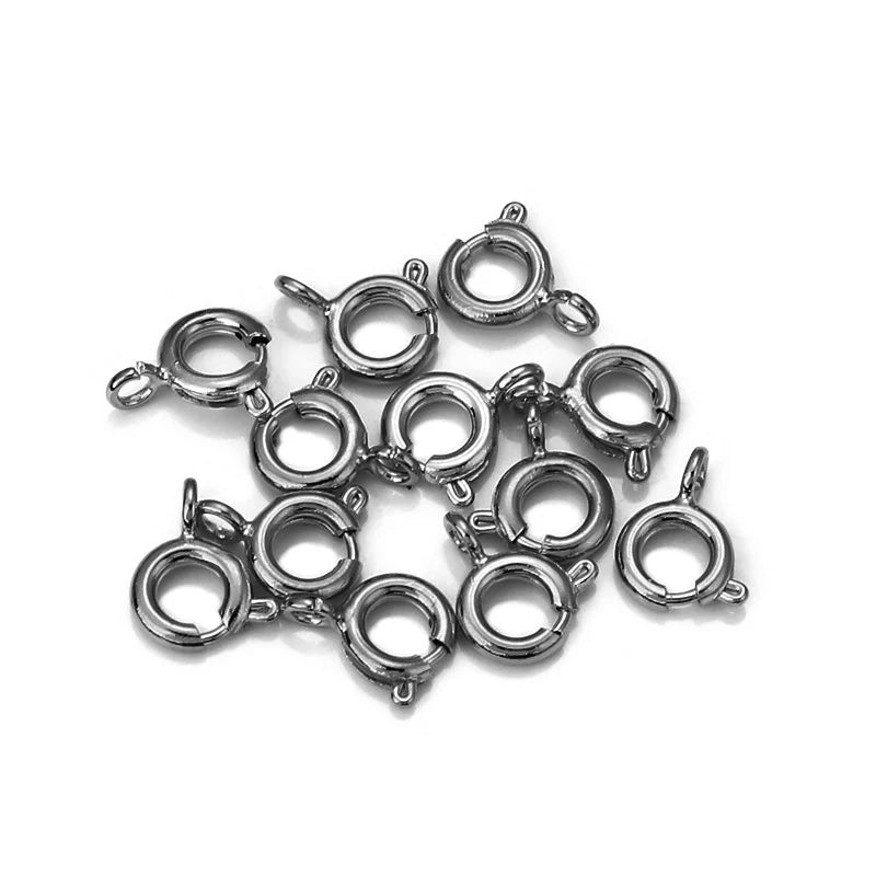 10Pcs Circle Spring Buttonr Copper Clasps Hooks End Connectors With Jump Ring for DIY Necklace Clasps Jewelry Making Accessories