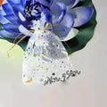 50PCS White Moon Stars Drawstring Organza Bags Jewelry Gift Bags Pouches Gold Star Organza Favor Pouches for Christmas Wedding