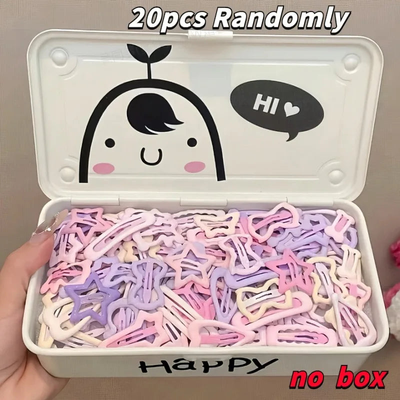 10/20/30pcs mixed pack of light pink heart-shaped and bow-shaped hair clips | Suitable for girls as party or holiday gifts.