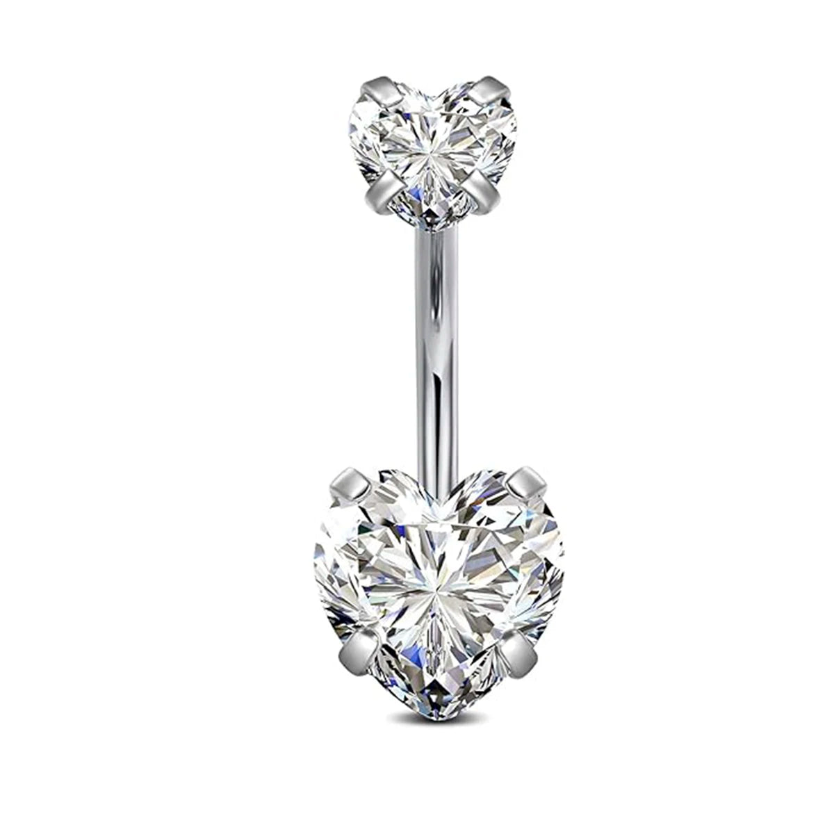 Surgical Steel Round Heart CZ Navel Belly Button Ring Piercing for women 14G Pink Purple White Zircon Belly Piercing Jewelry