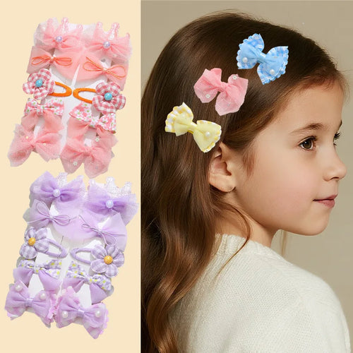 10pcs bow hair accessories for girls, baby lace hair accessories, hair clip set10pcs bow hair accessories for girls, baby lace h
