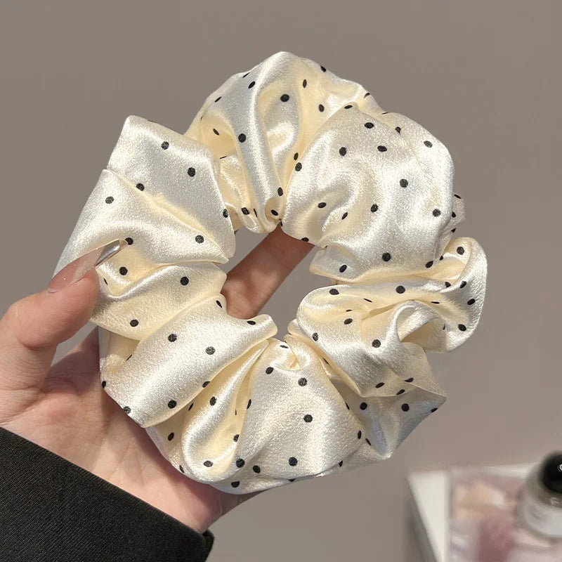 Lace Polka Dot White Pink Large Round Hair Ties for Women Sweet Cute Girl Ponytail Holders Ins Style Partysu Head Accessories