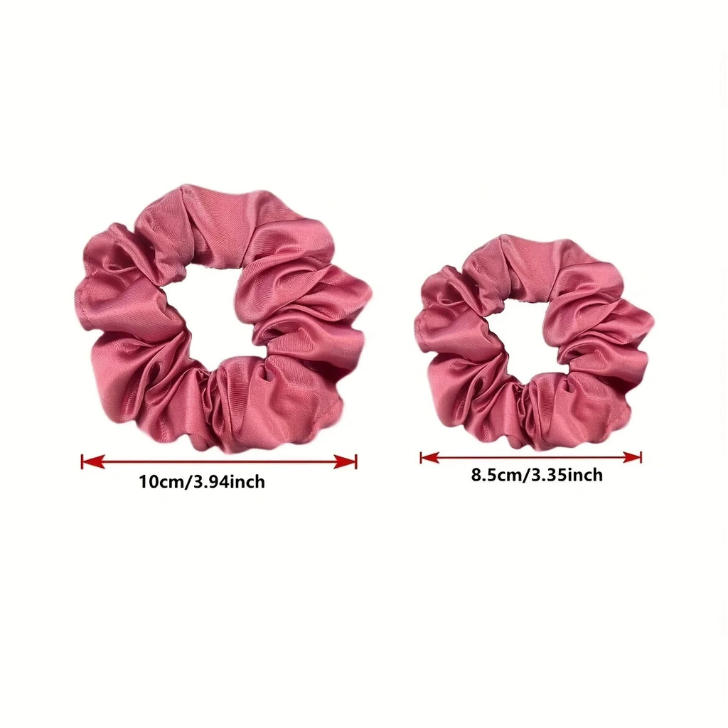 16-piece set of soft satin hair ties in pink and brown colors | suitable for wearing in all settings