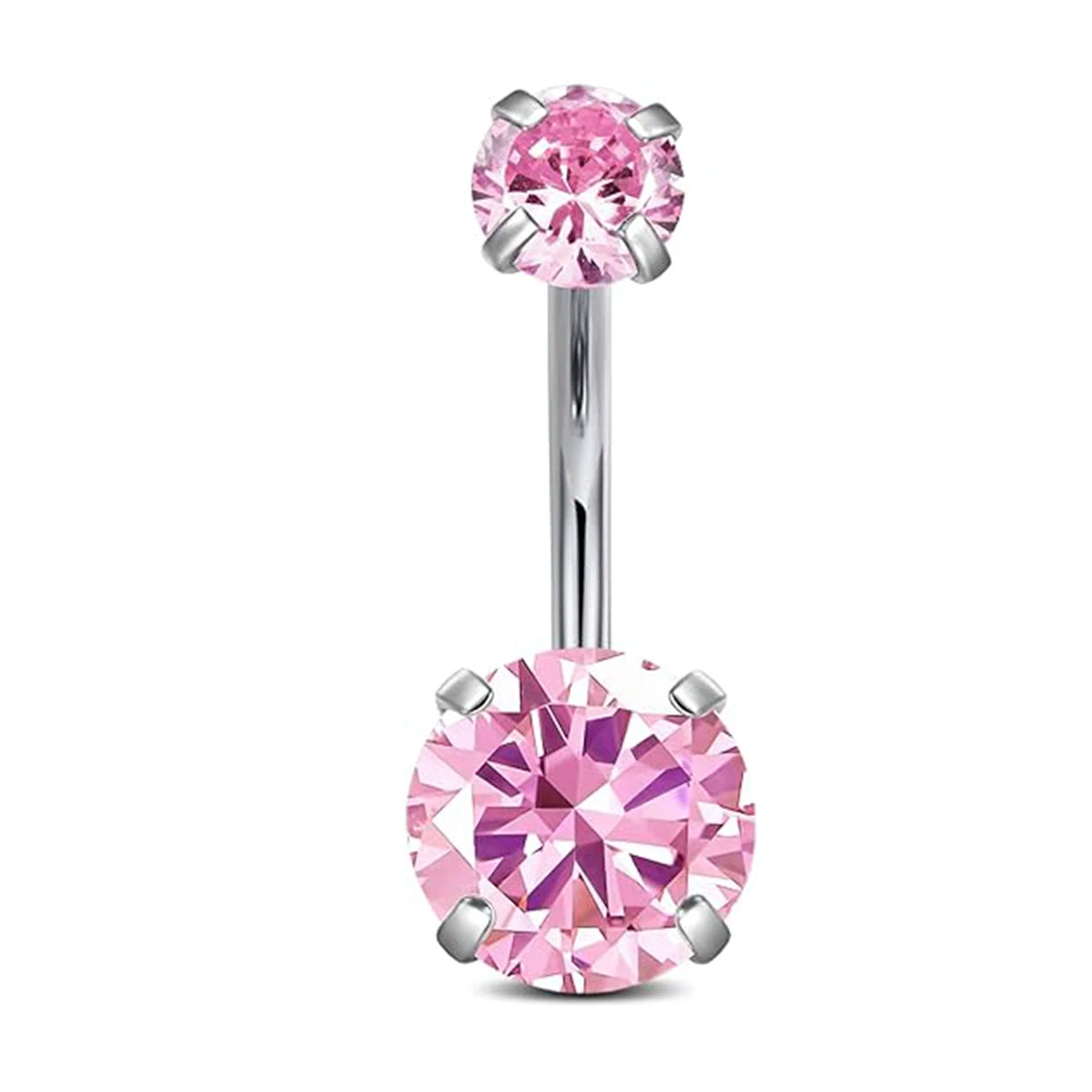 Surgical Steel Round Heart CZ Navel Belly Button Ring Piercing for women 14G Pink Purple White Zircon Belly Piercing Jewelry